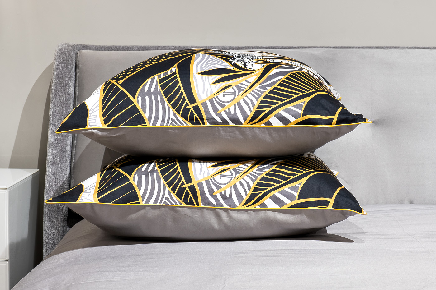 Комплект из 2х наволочек «Тропики» 50х70см золото/серый 1