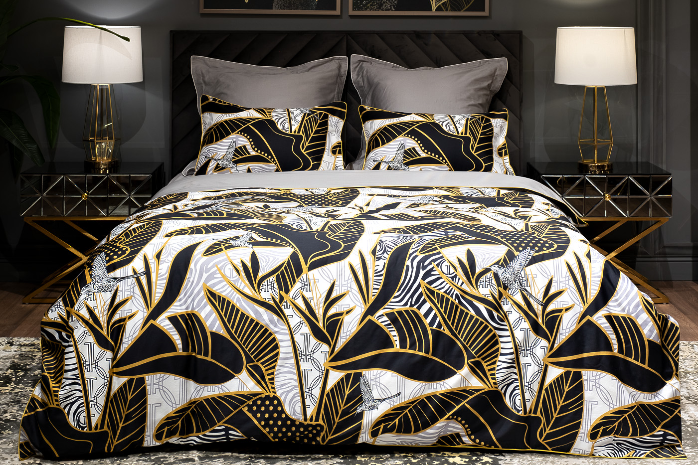 Комплект из 2х наволочек «Тропики» 70х70см золото/серый 4