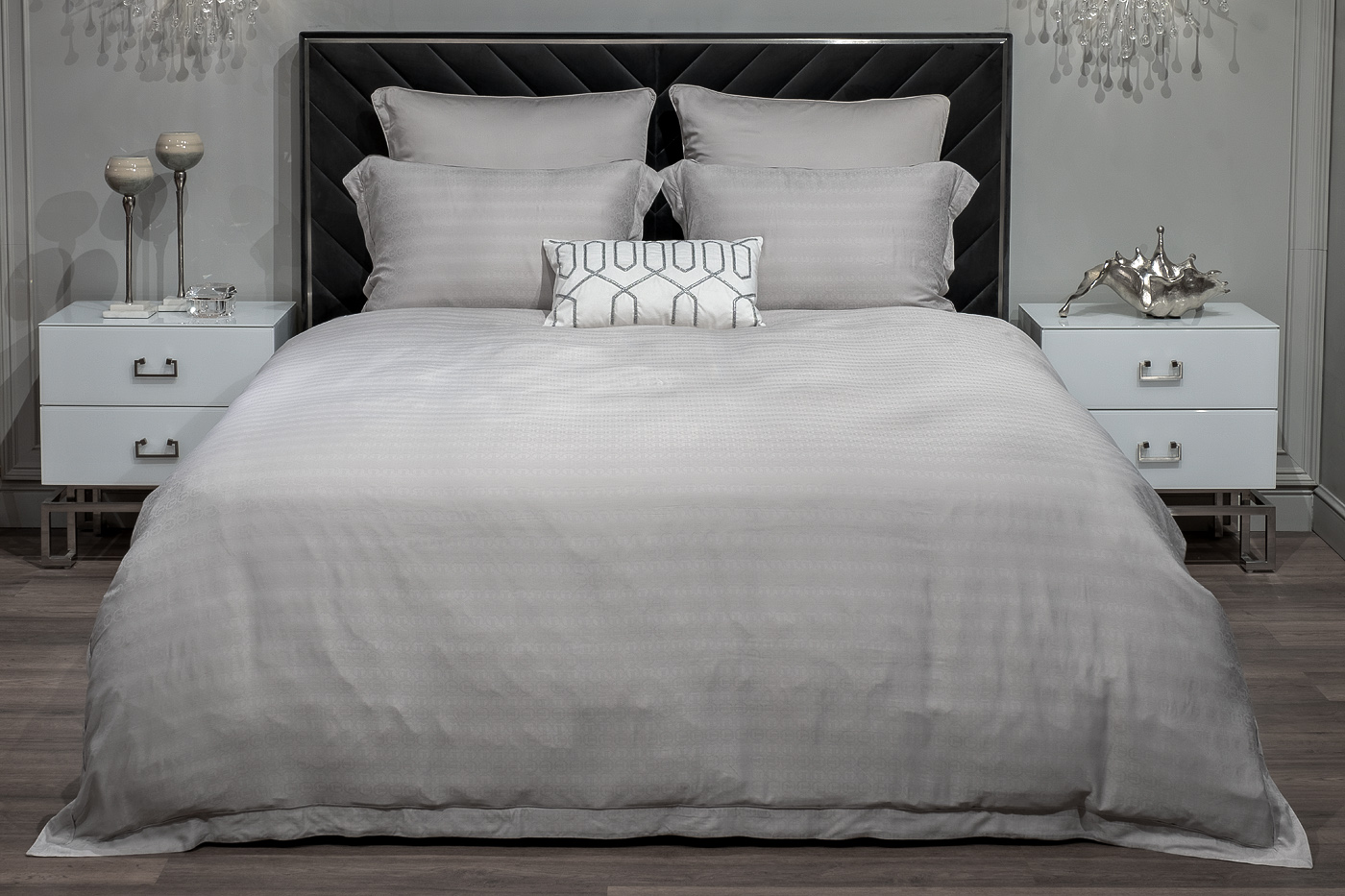 Комплект постельного белья «Гарда» полуторный 145х210см бамбук серый 1