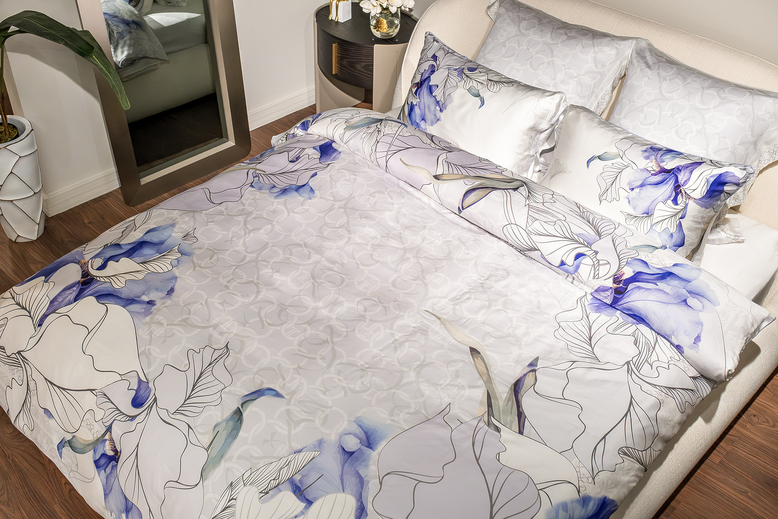 Комплект из 2х наволочек «Ирисы» 70х70см тенсель белый 5