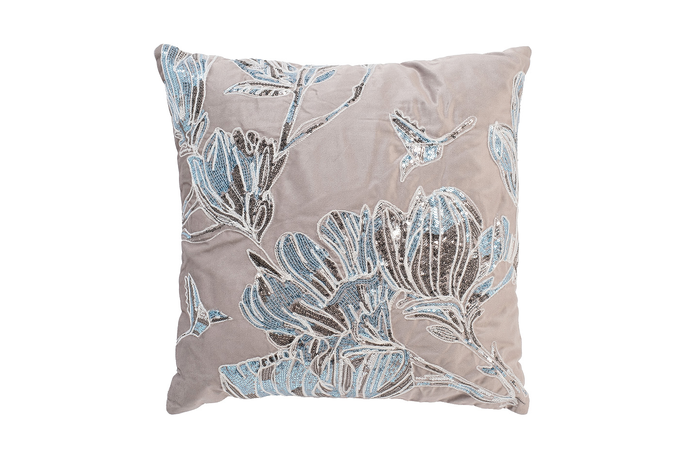 Подушка декоративная с пайетками «Арт Магнолия» бежевая 1