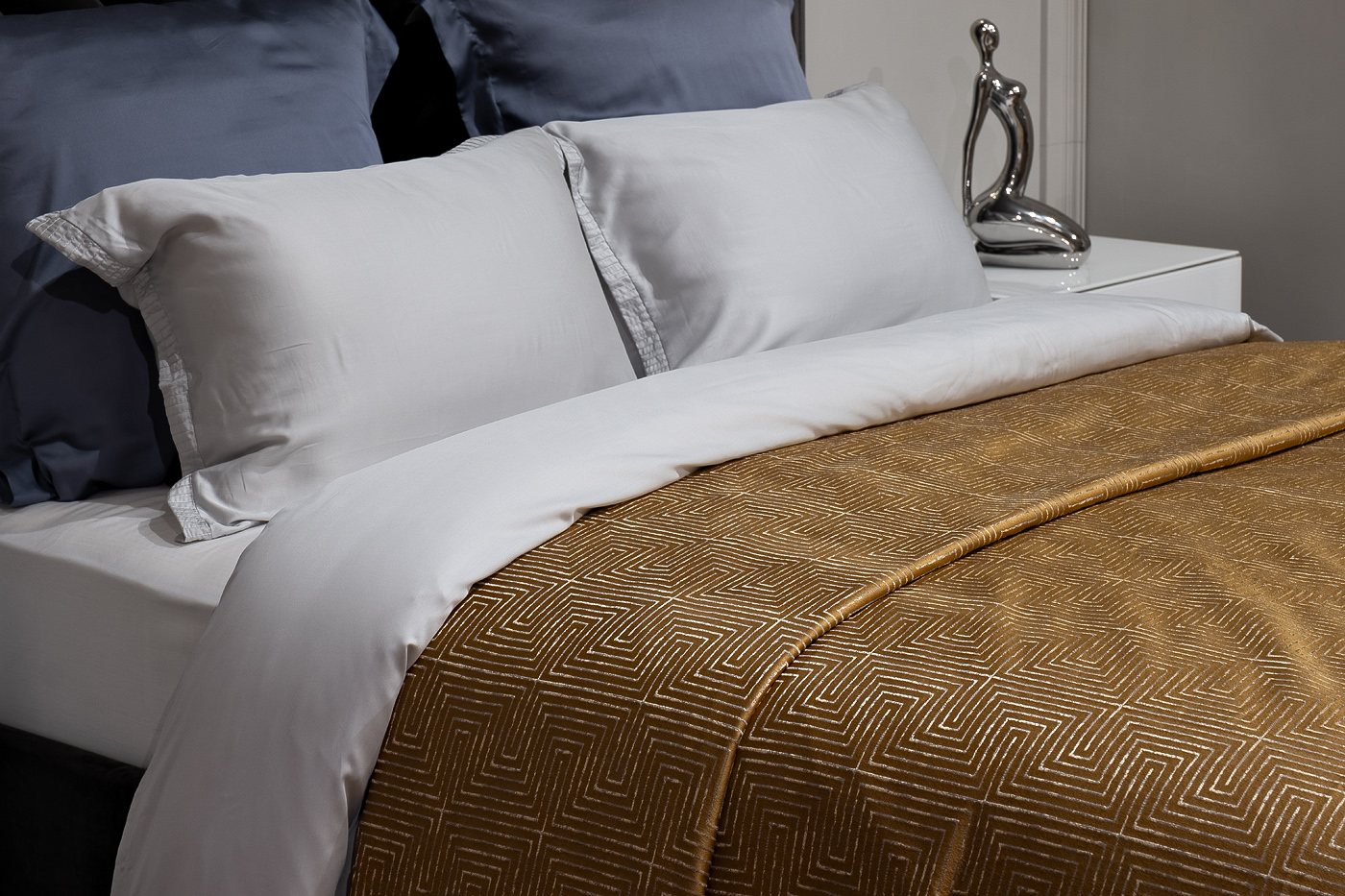 Покрывало Глянец (Gloss) 260х260см горчичное 3