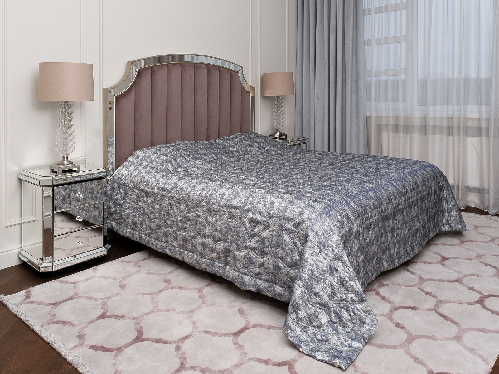 Покрывало Хьюстон (Houston) 260х260см синее со стежкой 1