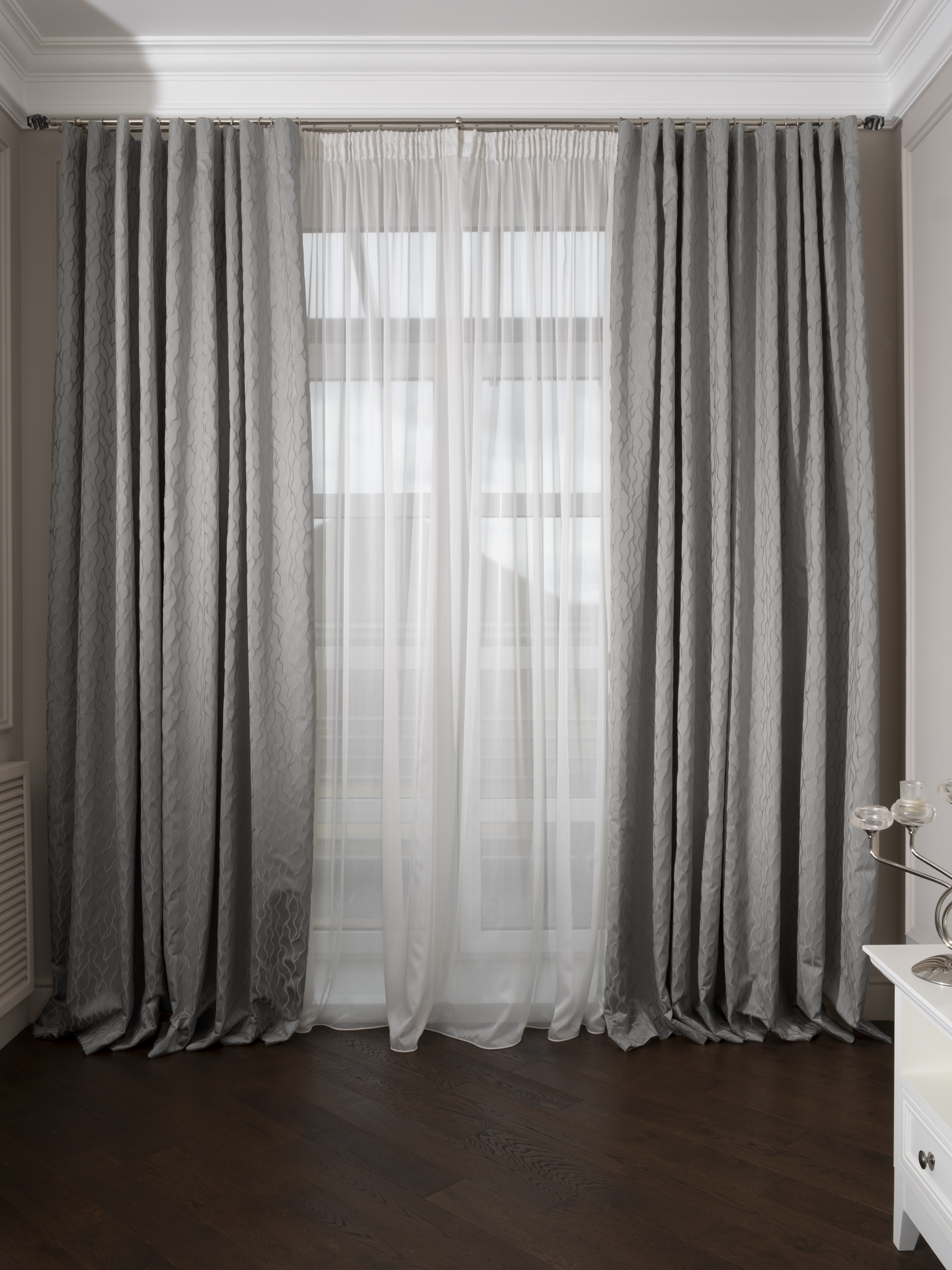 Портьера Мэш (Mesh) 275х260см голубая 1