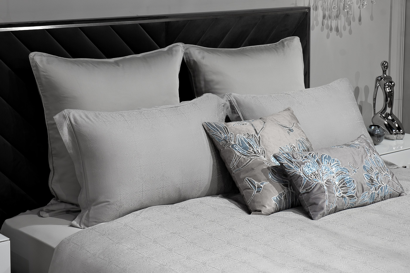 Комплект постельного белья «Муар» евро 220х200см бамбук оливковый 3