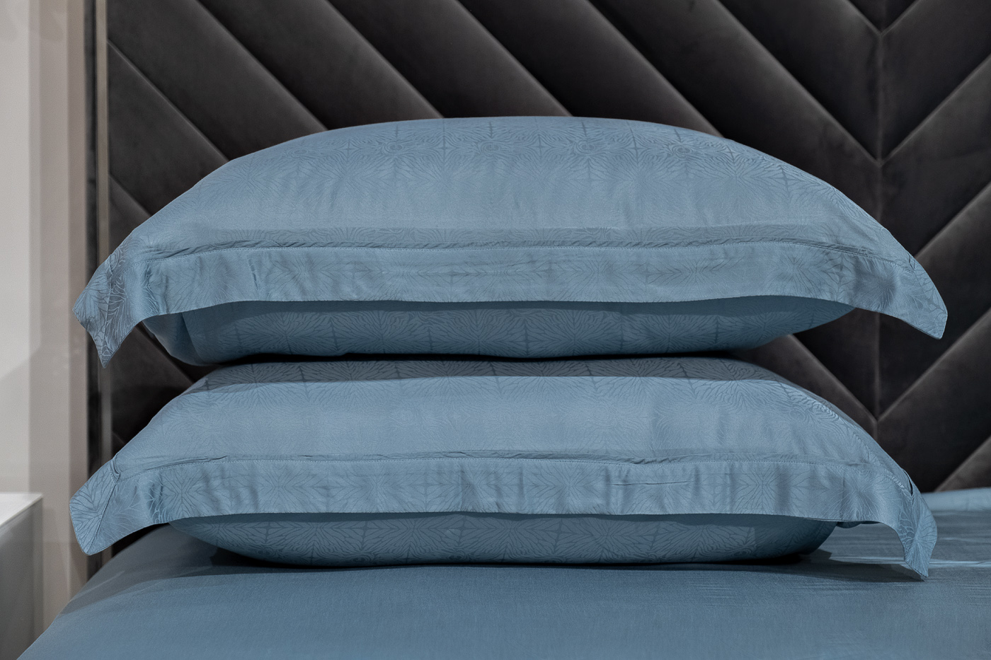 Комплект постельного белья «Муар» евро 200х220см бамбук сине-зеленый 4