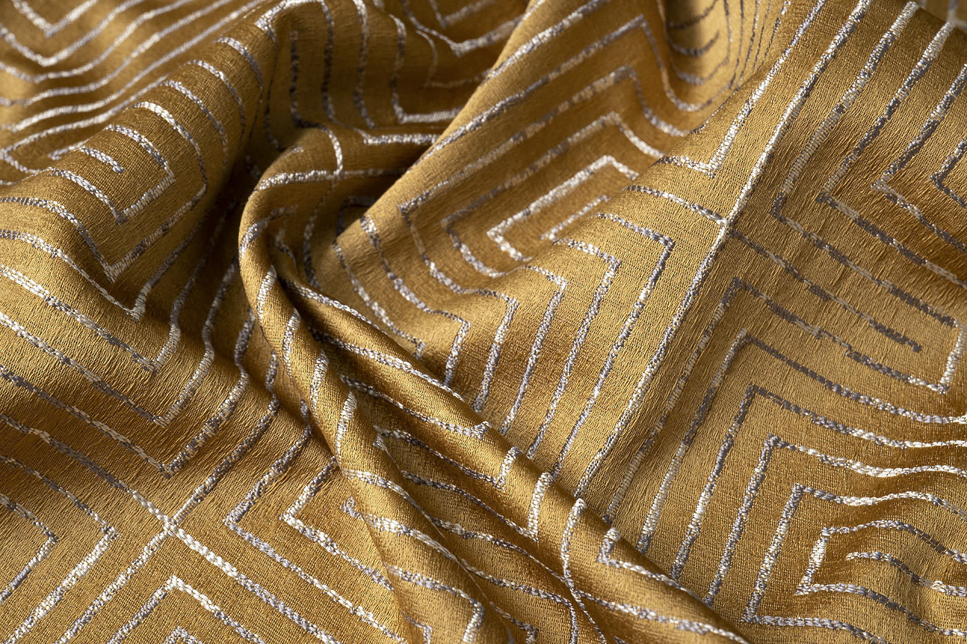 Ткань портьерная ГЛОСС (GLOSS) горчичная 4