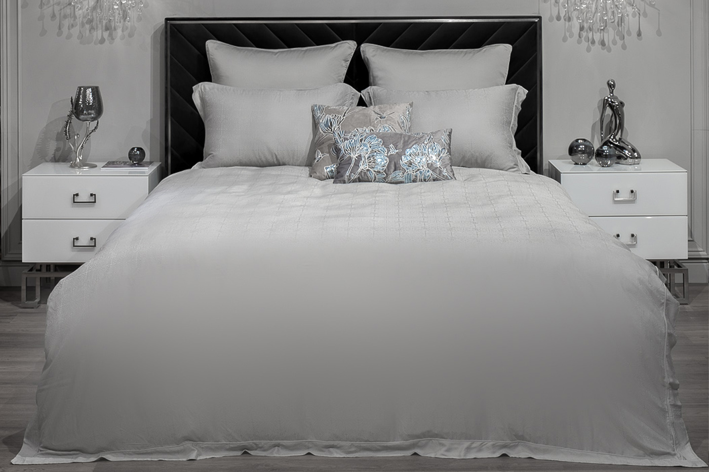 Комплект постельного белья «Муар» семейный 145х210см бамбук оливковый 1