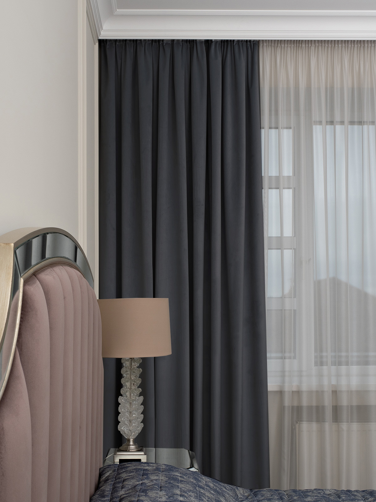 Портьера Силки (Silky) 275х260см димаут серая 1