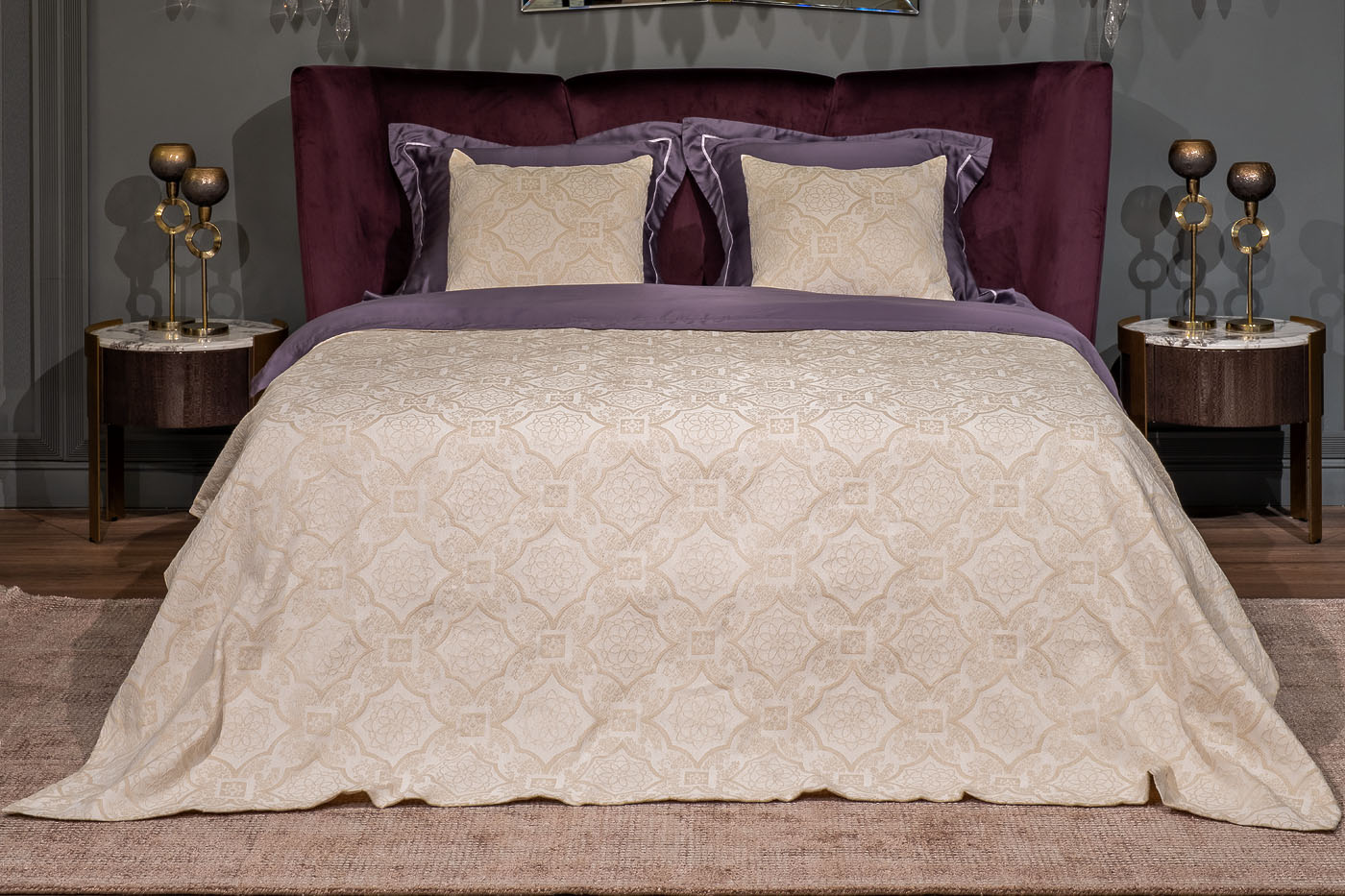 Наволочка декоративная «Тиара» 50х50см бежевая 4