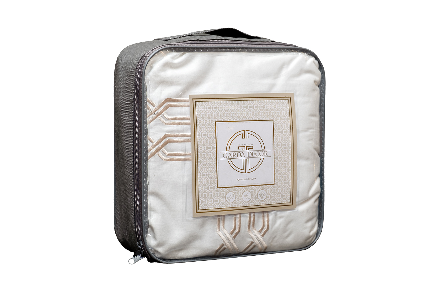 Комплект постельного белья «Паллада» с вышивкой кинг сайз 220х240см золотой 12