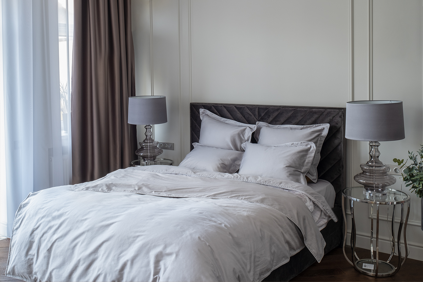 Пододеяльник сатиновый «Мечты» 230х210см серый 1