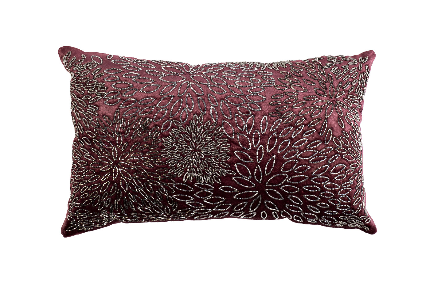 Подушка декоративная с вышивкой «Огни» бордовая 1