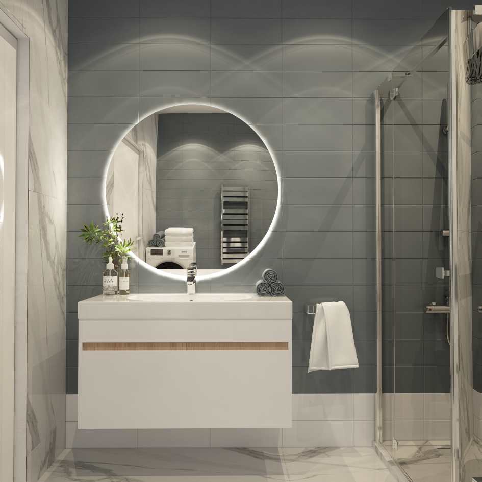 Серый цвет в ванной фото 2