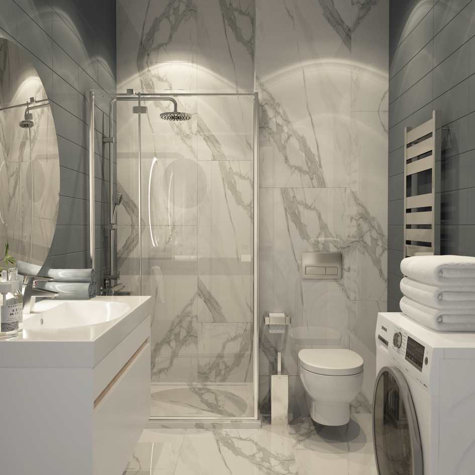 Серый цвет в ванной фото 3