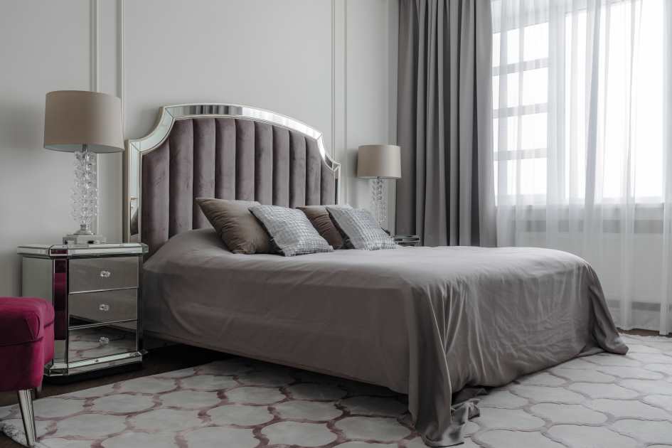 Серый цвет в спальне фото 5