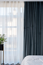 Портьера широкая с подкладом сшивная 260см бирюзовая