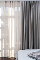 Портьера широкая без подклада блэкаут 260см серая