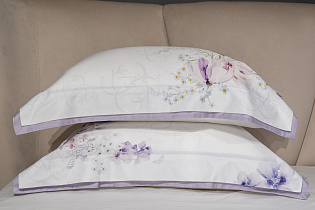 Комплект постельного белья "Фиори" сиренево-белый 145х210см с наволочками 50х70см