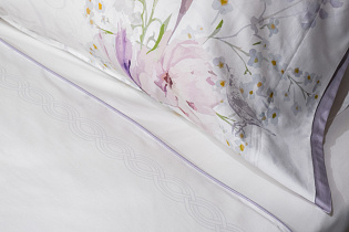 Комплект постельного белья "Фиори" сиренево-белый 220х200см с наволочками 50х70см