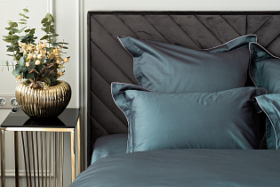 Простыня сатиновая на резинке 90х200х22см зеленая