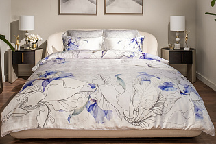 Комплект постельного белья "Ирисы" тенсель 145х210см с наволочками 50х70см