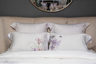 Комплект постельного белья "Фиори" сиренево-белый 145х210см с наволочками 50х70см