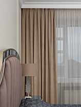 Портьера Шелк (Silky) 275х260см димаут бежевая 1 (превью)