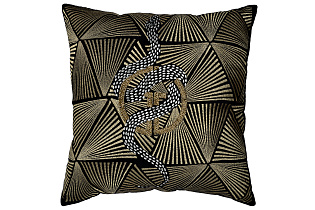 Подушка декоративная с бисером, стеклярусом и вышивкой "Антик" черная