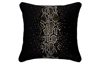 Подушка декоративная со стразами «Питон» черная 1 (превью)