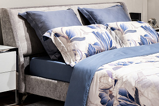 Простыня тенсель на резинке 160х200х30см синяя 1 (превью)