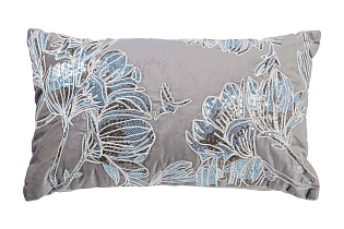 Подушка декоративная с пайетками «Арт Магнолия» серая 1 (превью)