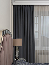 Портьера Шелк (Silky) 300х260см димаут серая