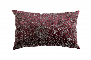 Подушка декоративная с вышивкой "Огни" бордовая