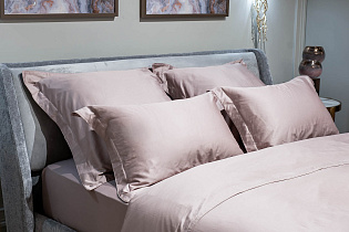 Простыня сатиновая на резинке 90х200х30см пудреная роза